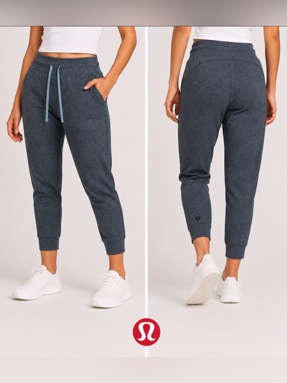 Lululemon Ready To Rulu HR Crop Joggers Size 6 Teal Black Lounge Gym Athleisure